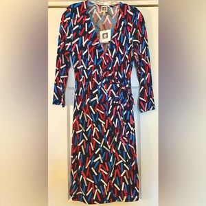 NWT Anne Klein faux-wrap jersey knit dress, size 8 US, brand new!